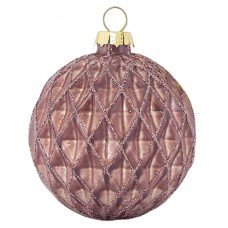 Χριστουγεννιάτικη Γυάλινη Μπάλα Ανάγλυφη Ροζ Σκούρο (8cm)